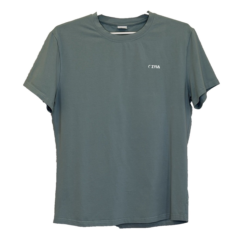 Zyia Active Athletic T-Shirt Mens Sz Medium Green Short Sleeve Crew Neck Stretch